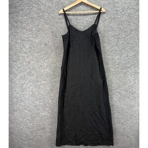 Natural Instincts Dress Women 10 Black Maxi Long V-Neck Zipper Linen Lined